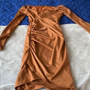 Brown strapless mini Dress